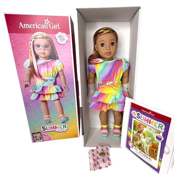 American Girl Of Year Summer Doll In Meet Outfit Eyeglasses Shoes Journal Box - Picture 2 of 16